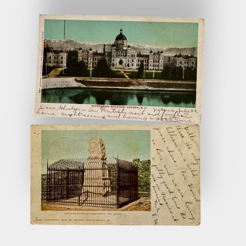 Early 1900s Postcards 1903 1905 Mexico Canada Stamps Tijuana Victoria Used Lot 2
